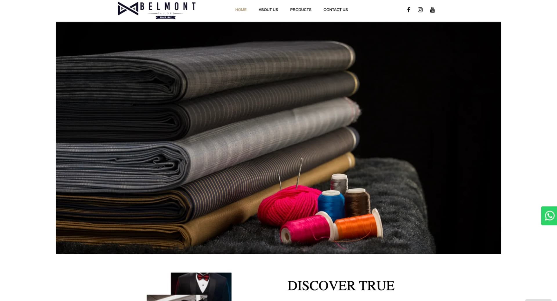 Belmont Tailors website homepage