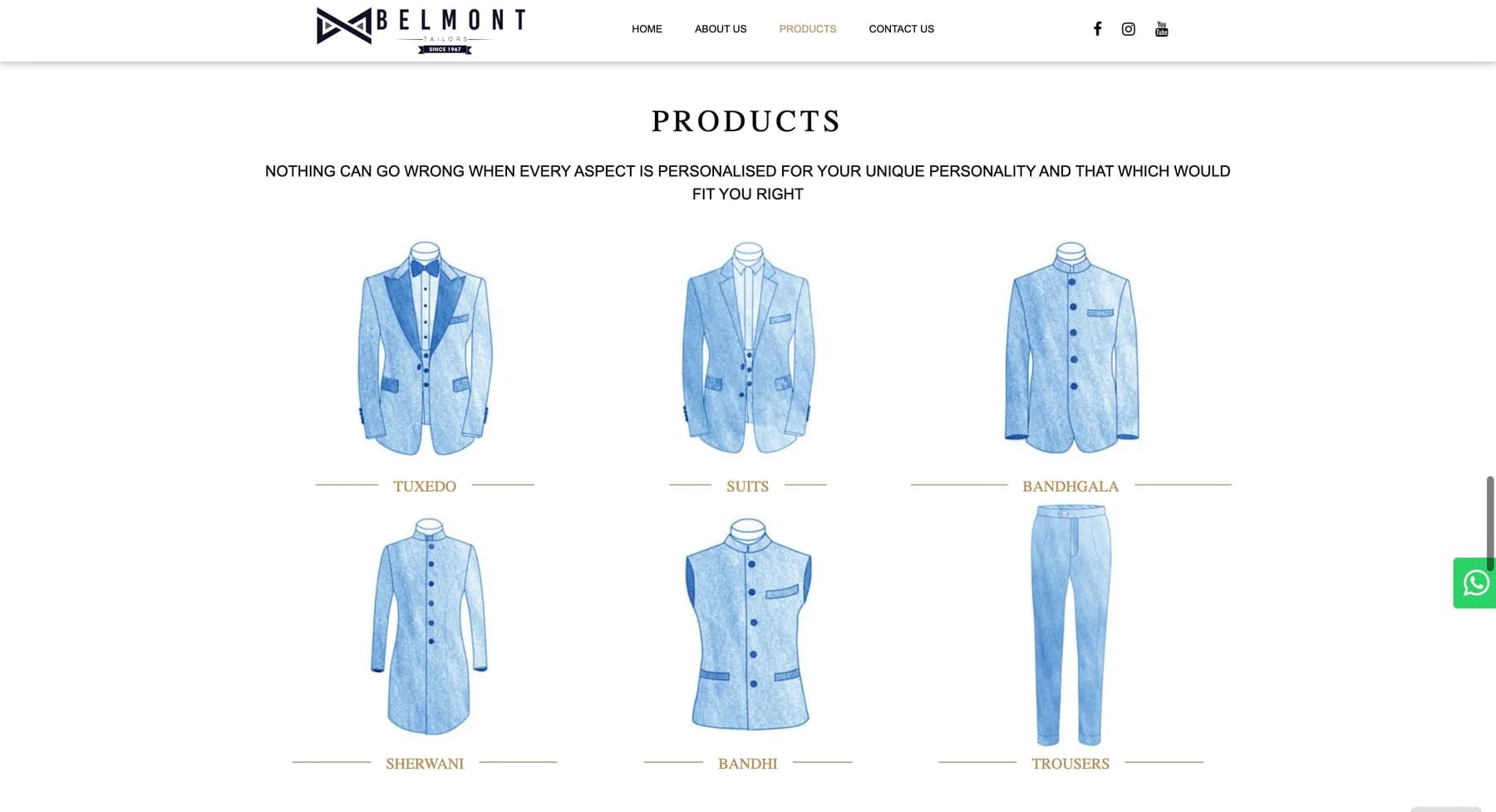 Belmont Tailors website, screen 4 of 6