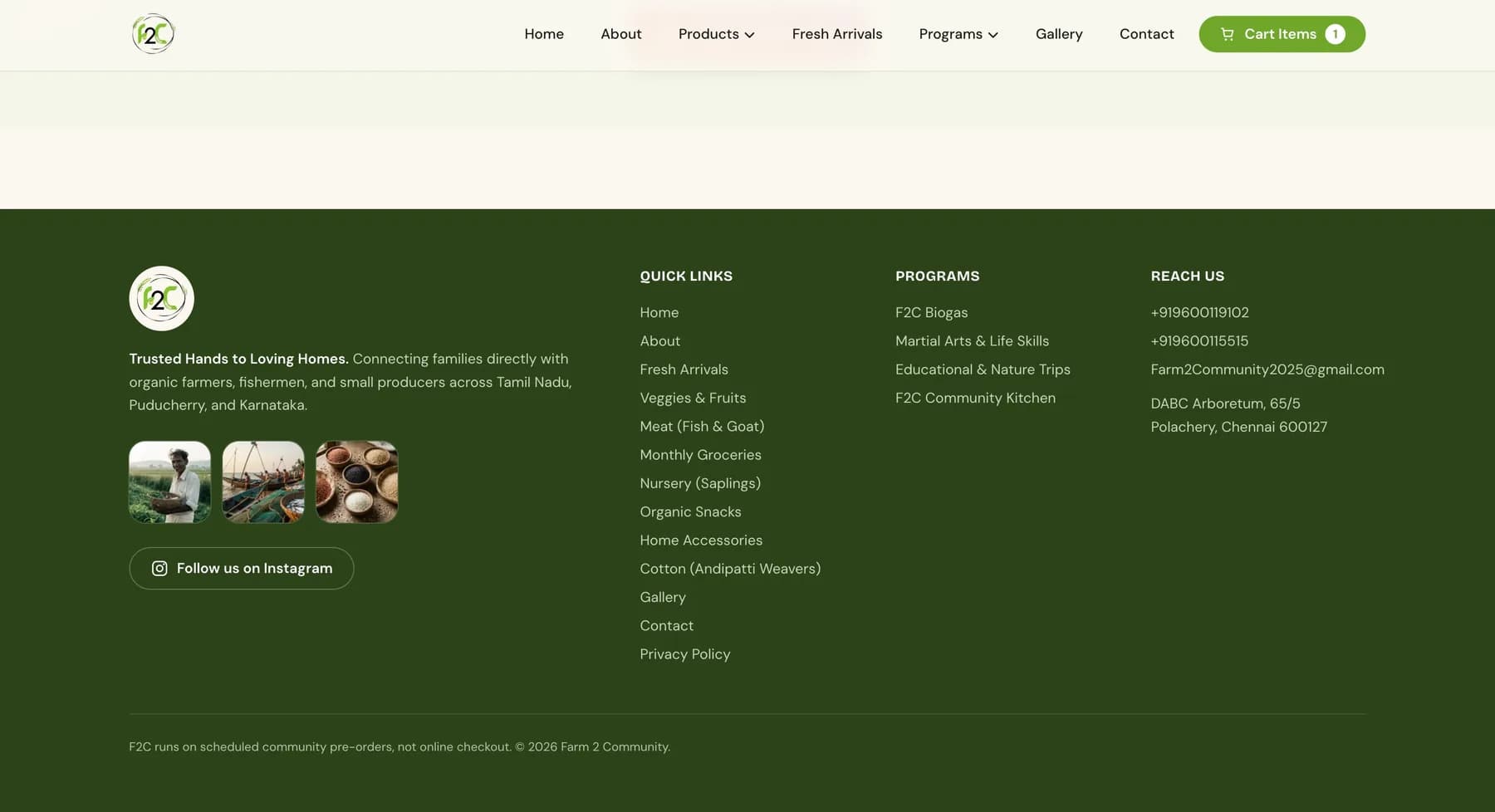 Farm 2 Community website, screen 3 of 7