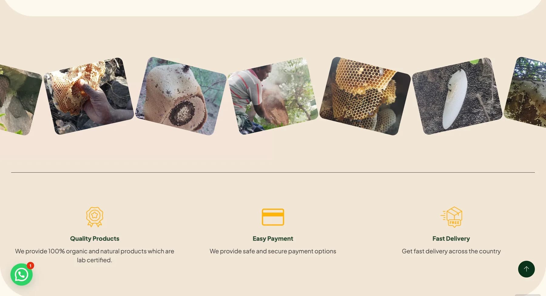 Hill Drop Honey website, screen 3 of 7