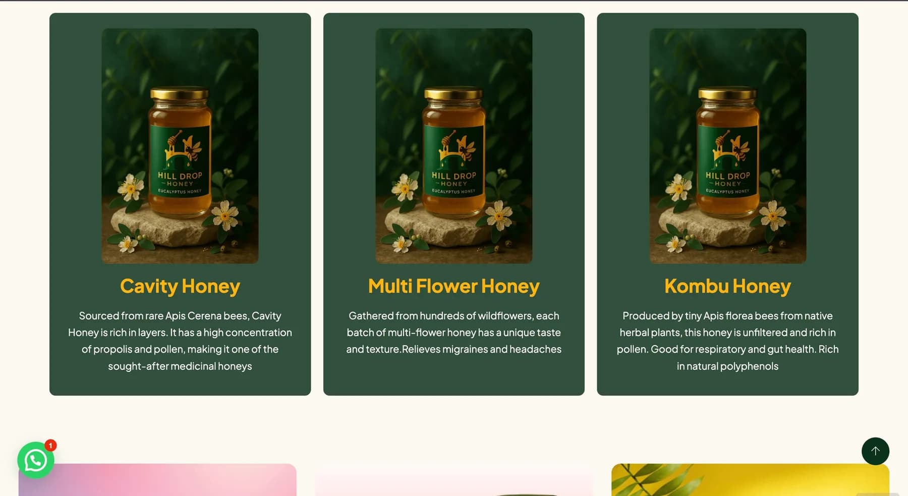 Hill Drop Honey website, screen 7 of 7