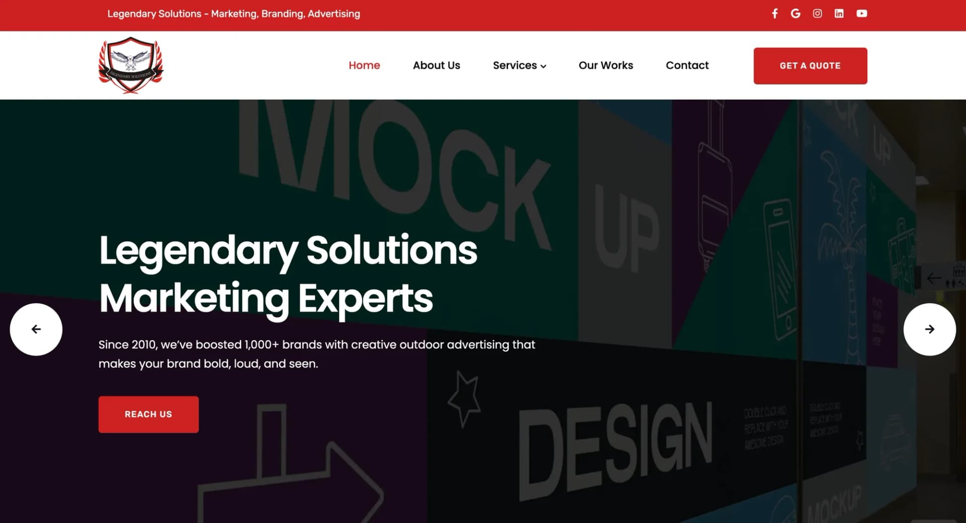 Legendary Solutions website homepage