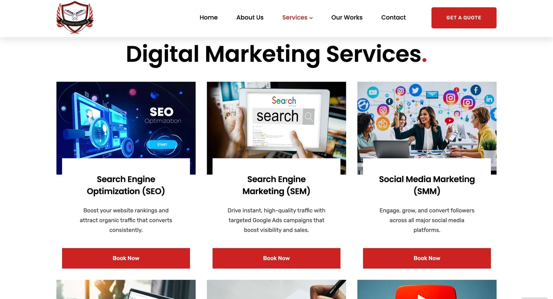 Legendary Solutions website, screen 3 of 5