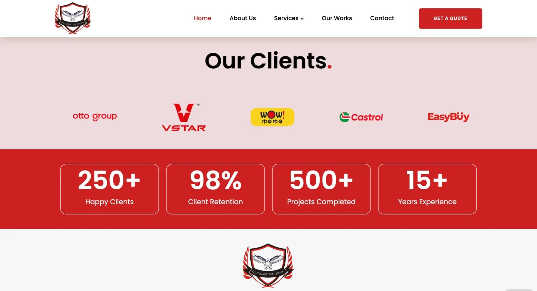 Legendary Solutions website, screen 4 of 5