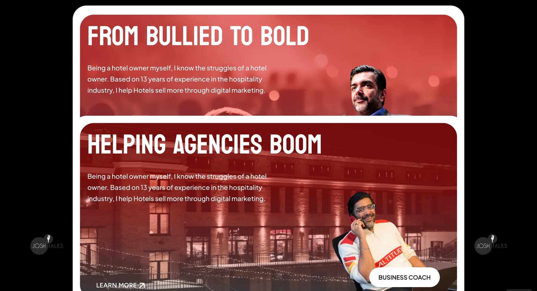 Rich Founders Club website, screen 2 of 4