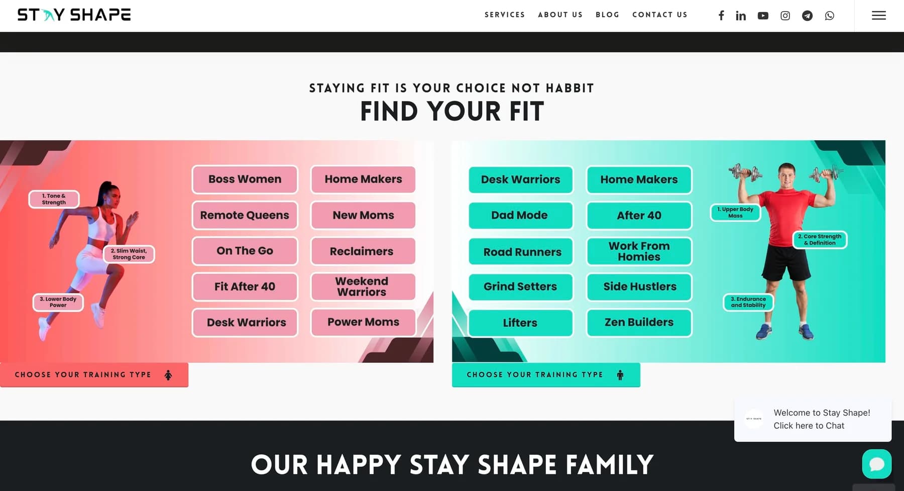 Stay Shape website, screen 1 of 6