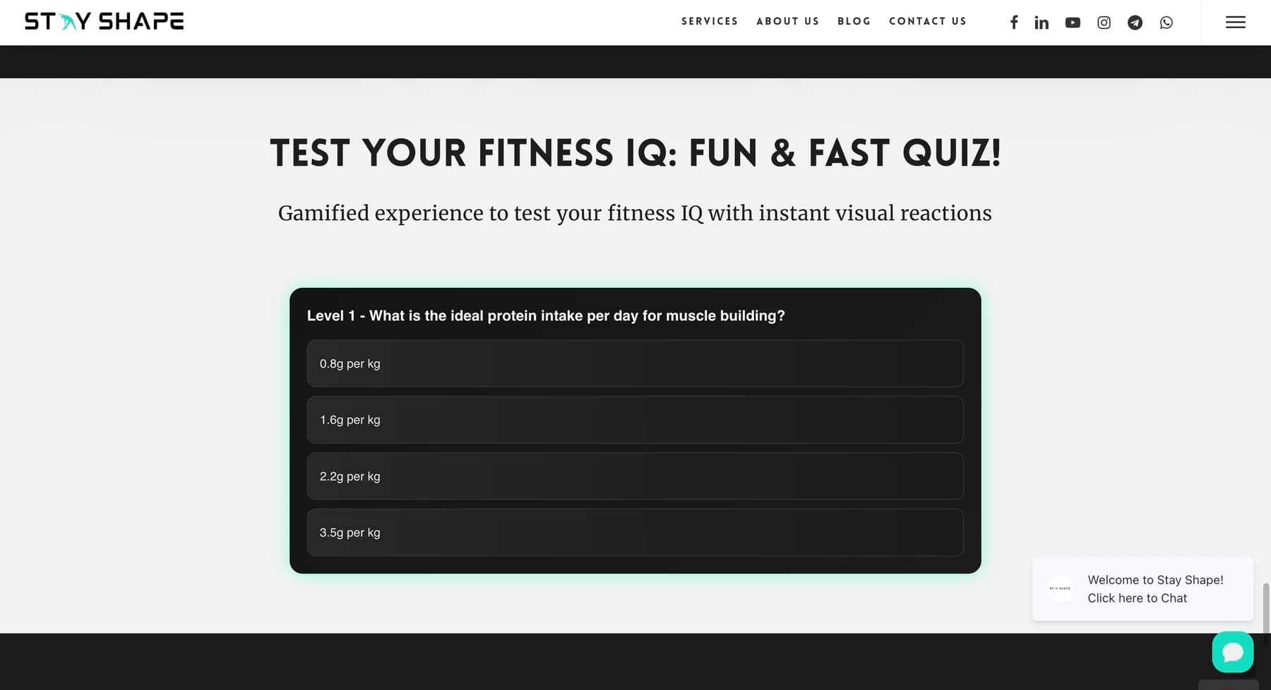 Stay Shape website, screen 2 of 6