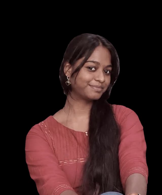 Divya, photographed against the Abrix red panel